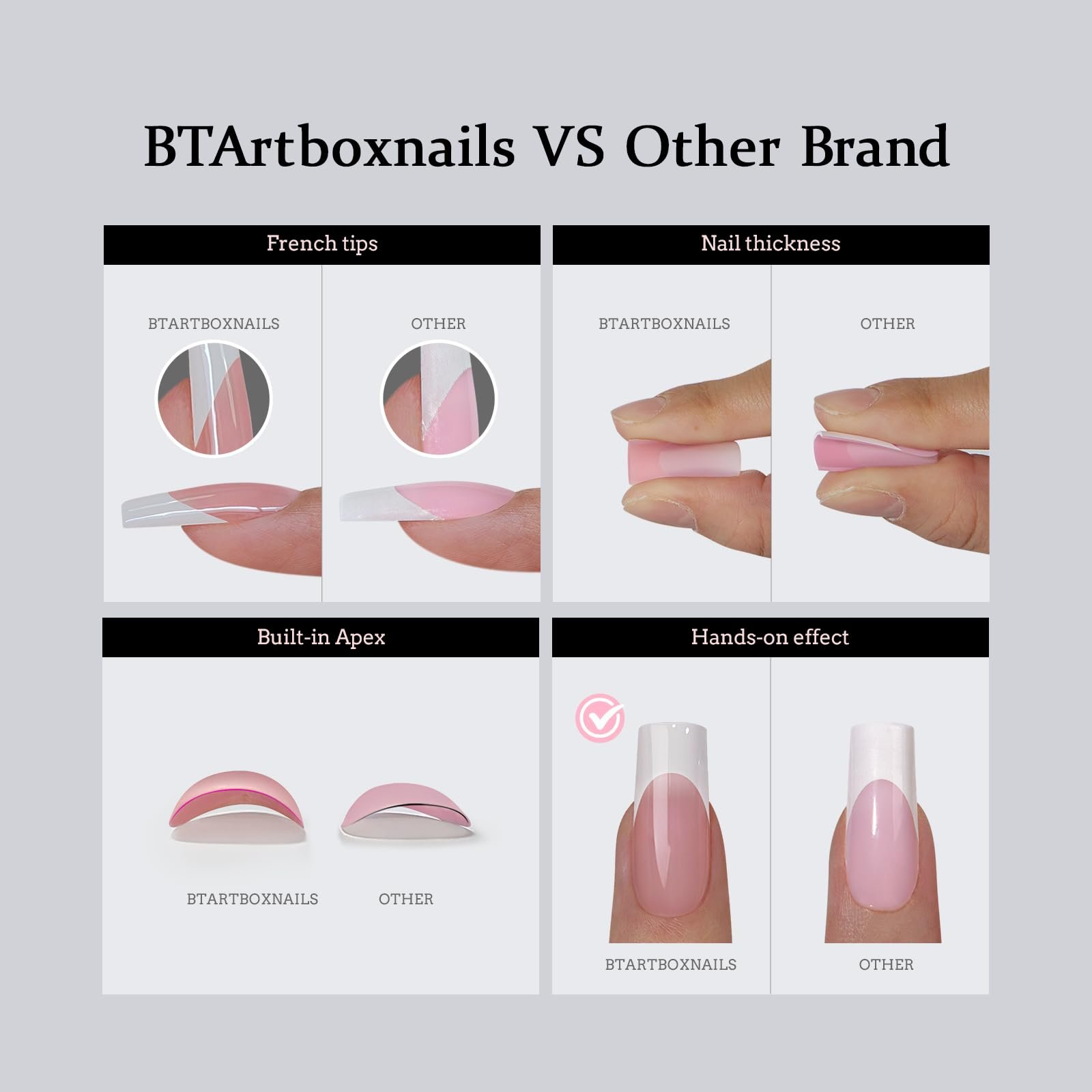 61OnAYh4V2L.jpg BTArtboxnails French Tip Press On Nails - Image 5