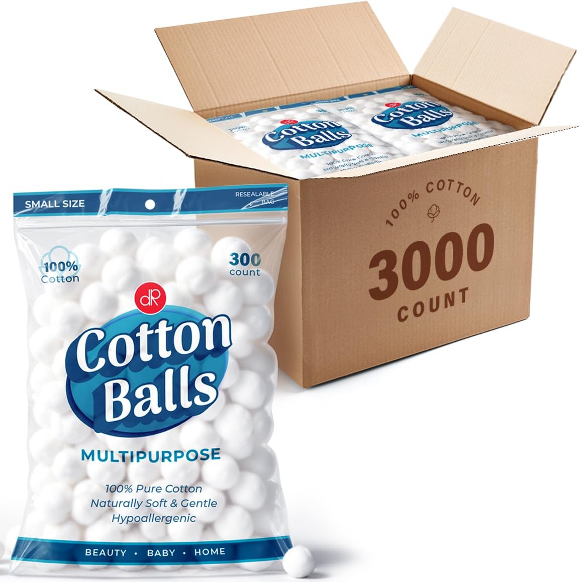61aXFn-BDUL.jpg DecorRack Mini Cotton Balls Bulk Pack - Image 1