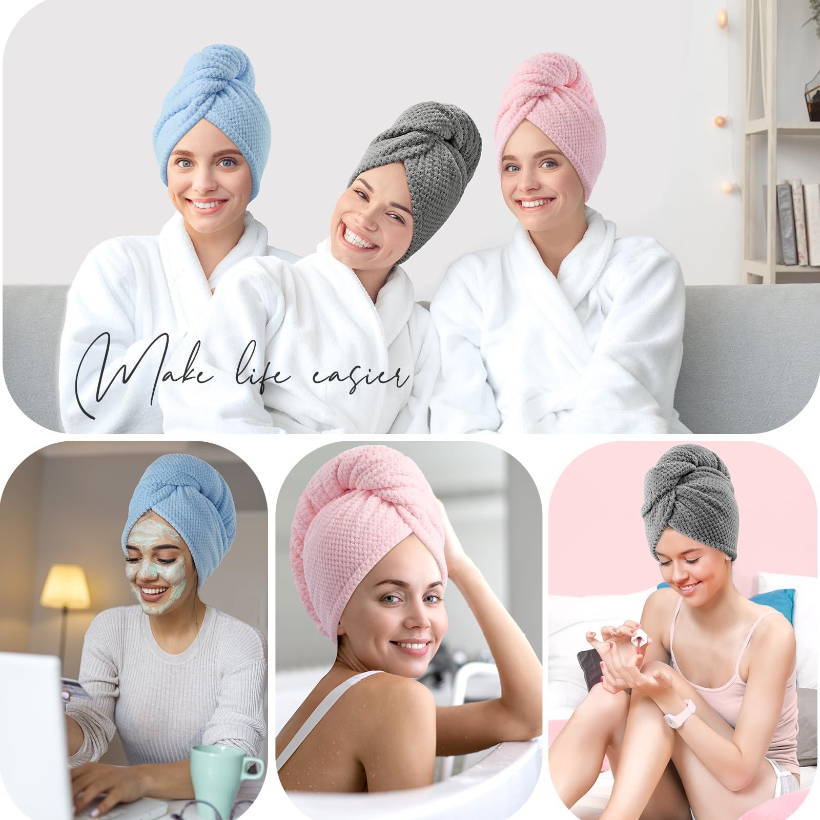 71-8yqRTNWL.jpg YFONG Large Hair Towel Pack - Image 6