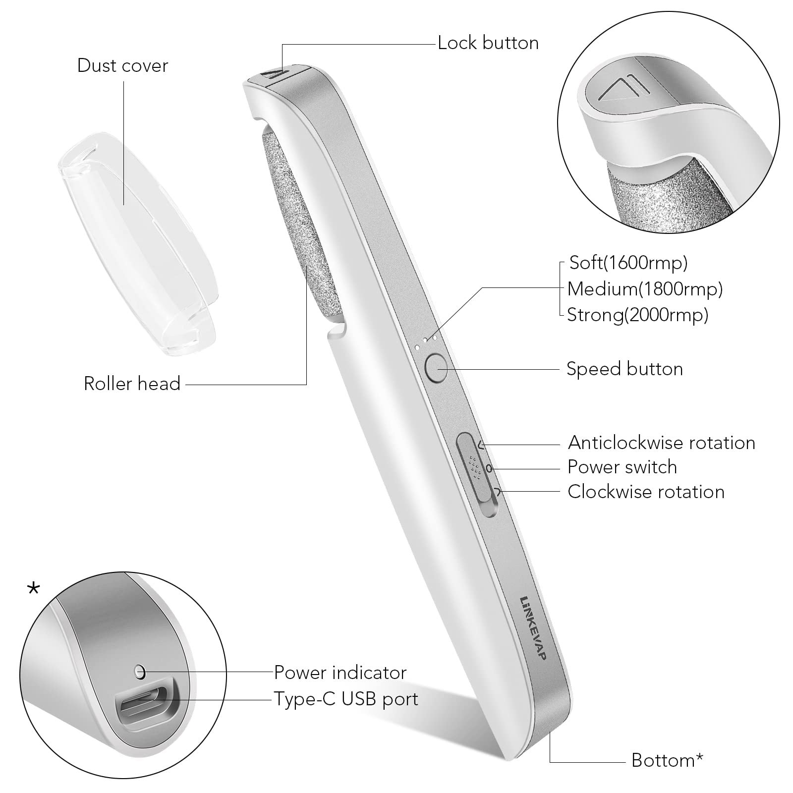 718hWMFEd-L.jpg Professional Electric Callus Remover - Image 5