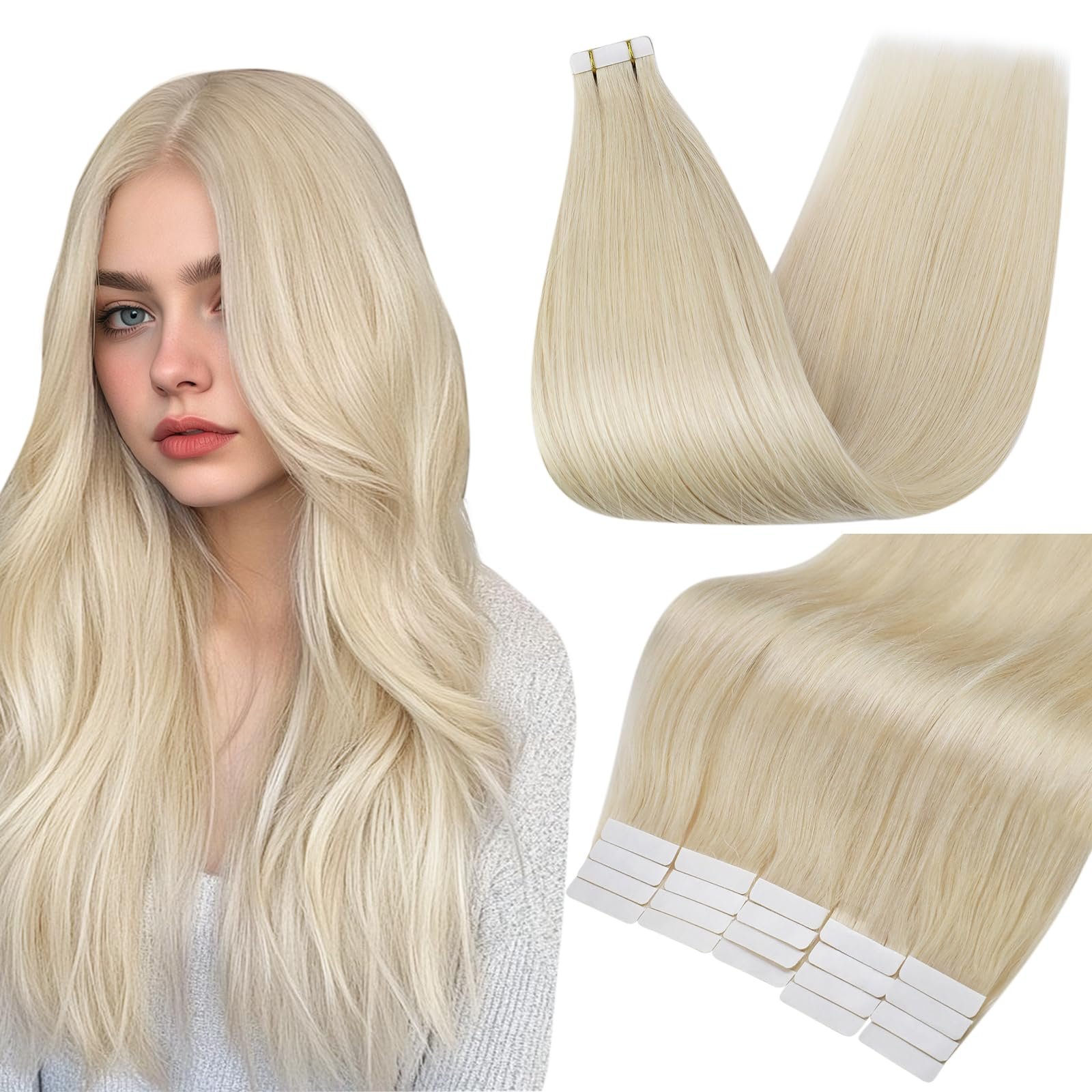 Version 1.0.0 Full Shine Platinum Blonde Hair Extensions - Image 1