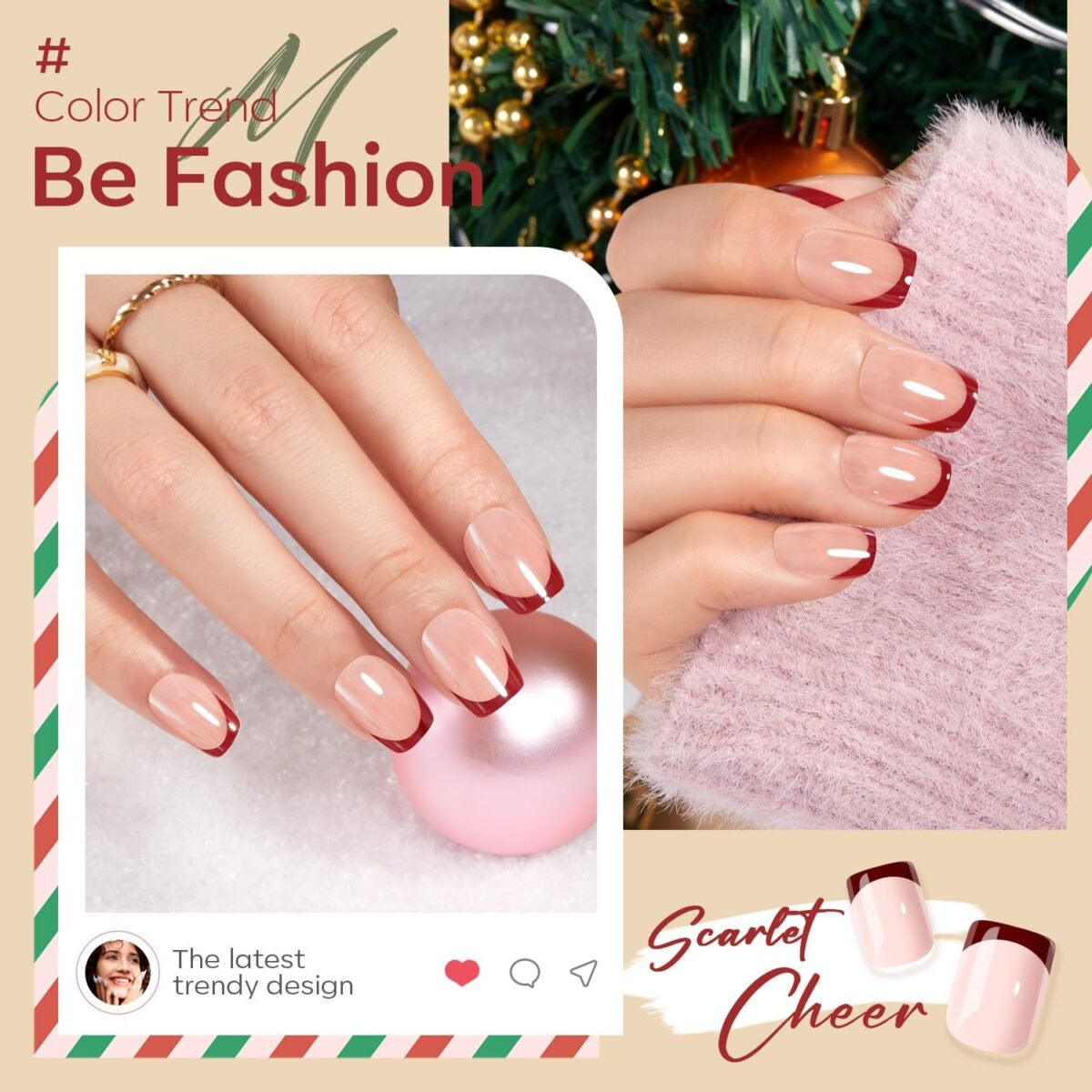 Modelones Red Chrome Nails - Image 2