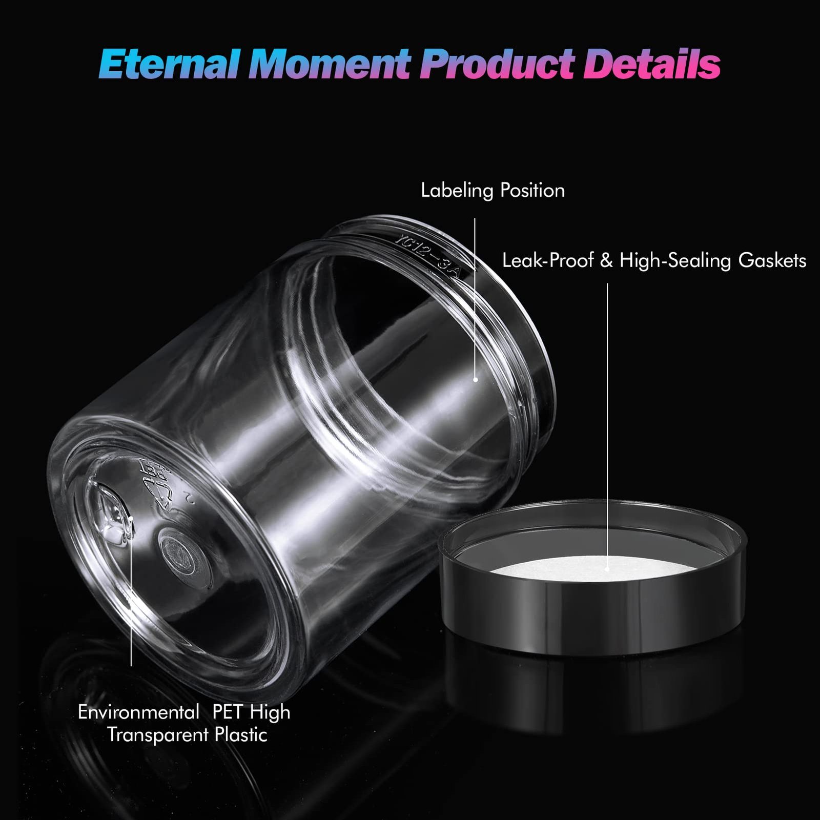 71RIeuIxZdL.jpg Eternal Moment Clear Plastic Cosmetic Jars - Image 3