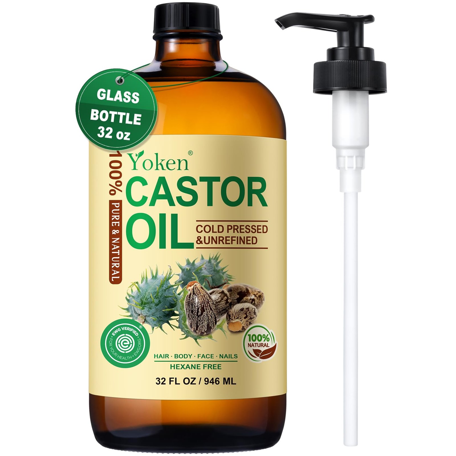 71hIqKkZwCL.jpg Yoken Castor Oil Glass Bottle - Image 1