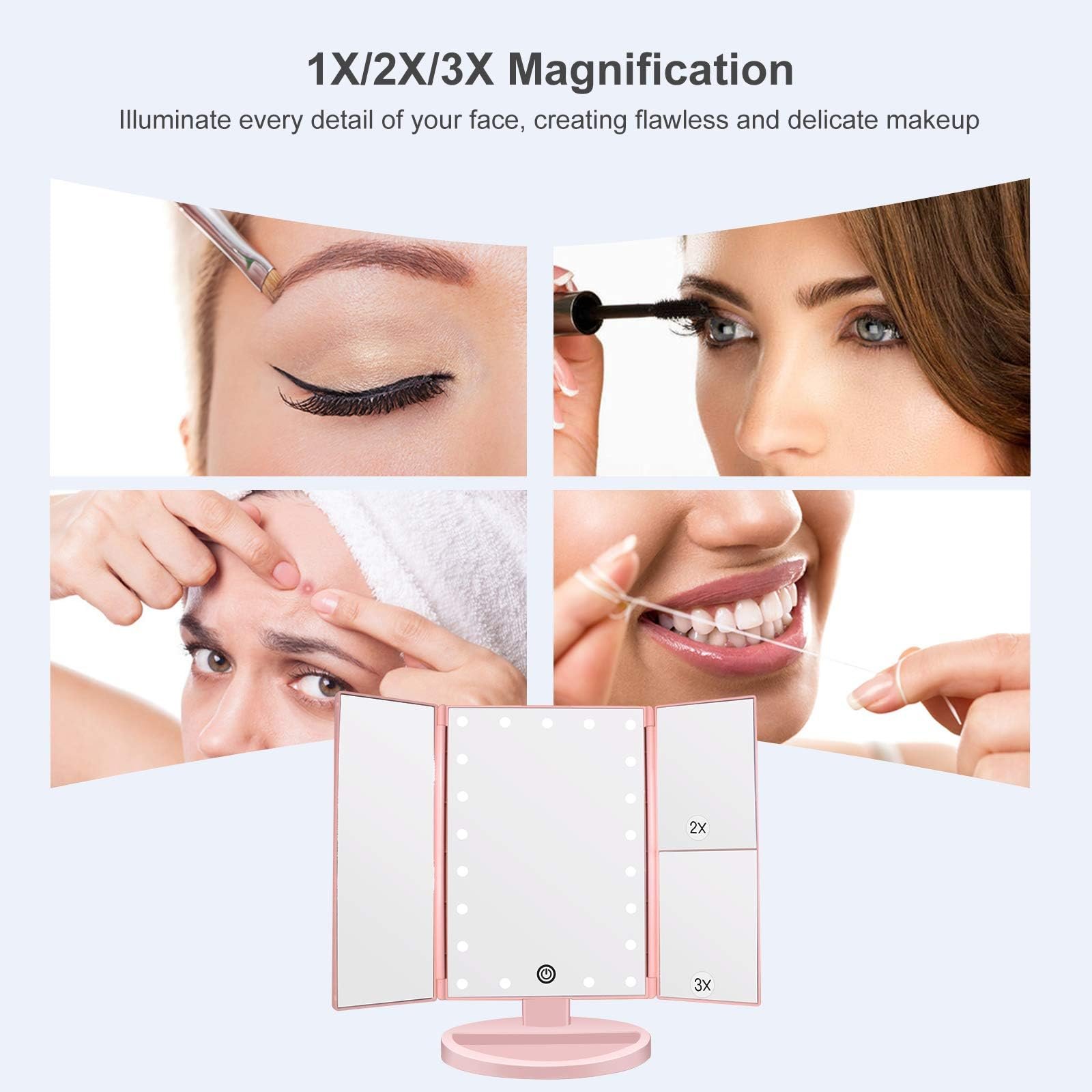 71kZKFRnytL.jpg WEILY Tri-Fold LED Makeup Mirror - Image 3