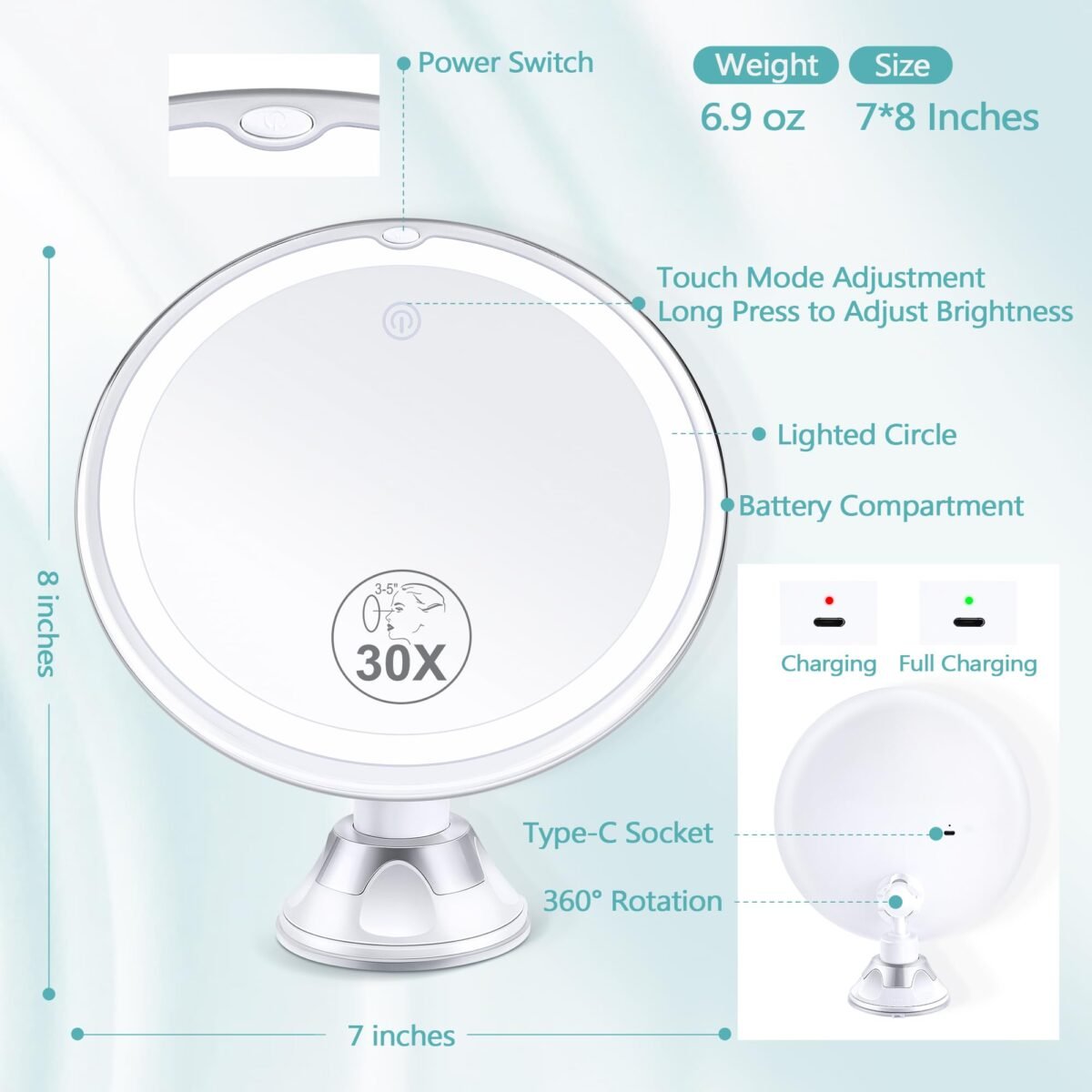 30X Magnifying Makeup Mirror - Image 6