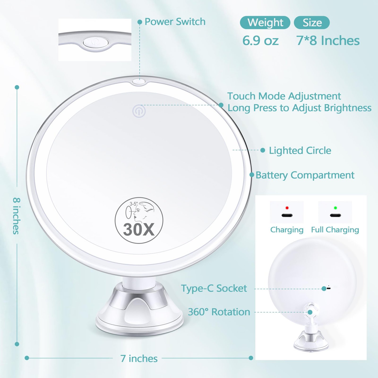 71xFvWDWX5L.jpg 30X Magnifying Makeup Mirror - Image 6