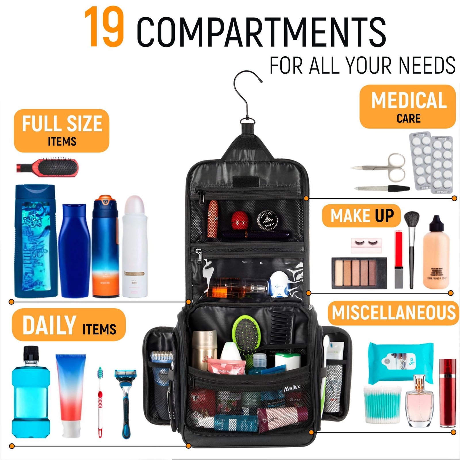 813QQJt02L.jpg Premium Travel Toiletry Bag - Image 7