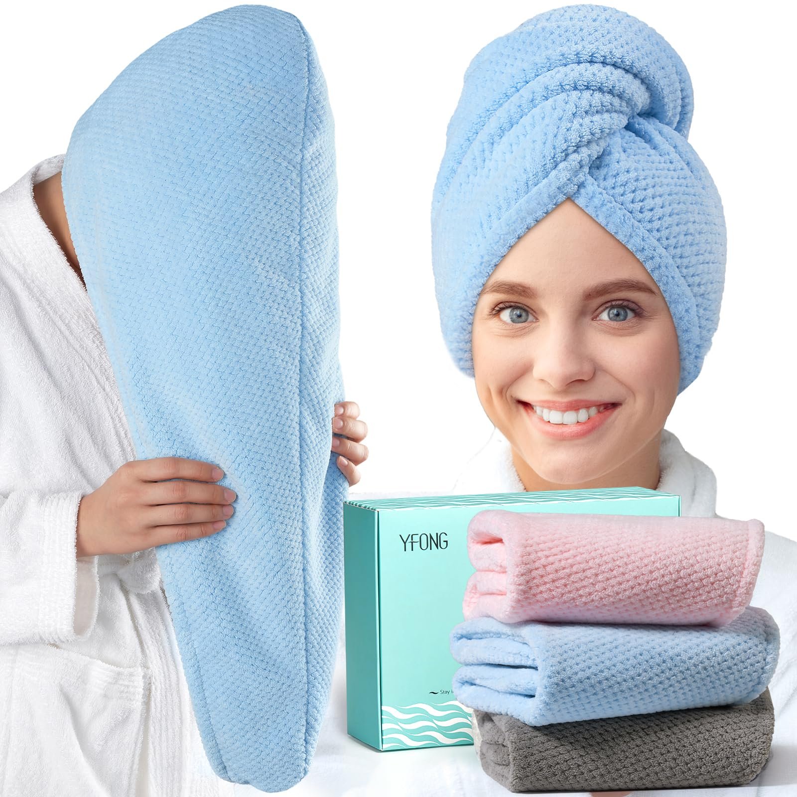818GYh8La2L.jpg YFONG Large Hair Towel Pack - Image 1