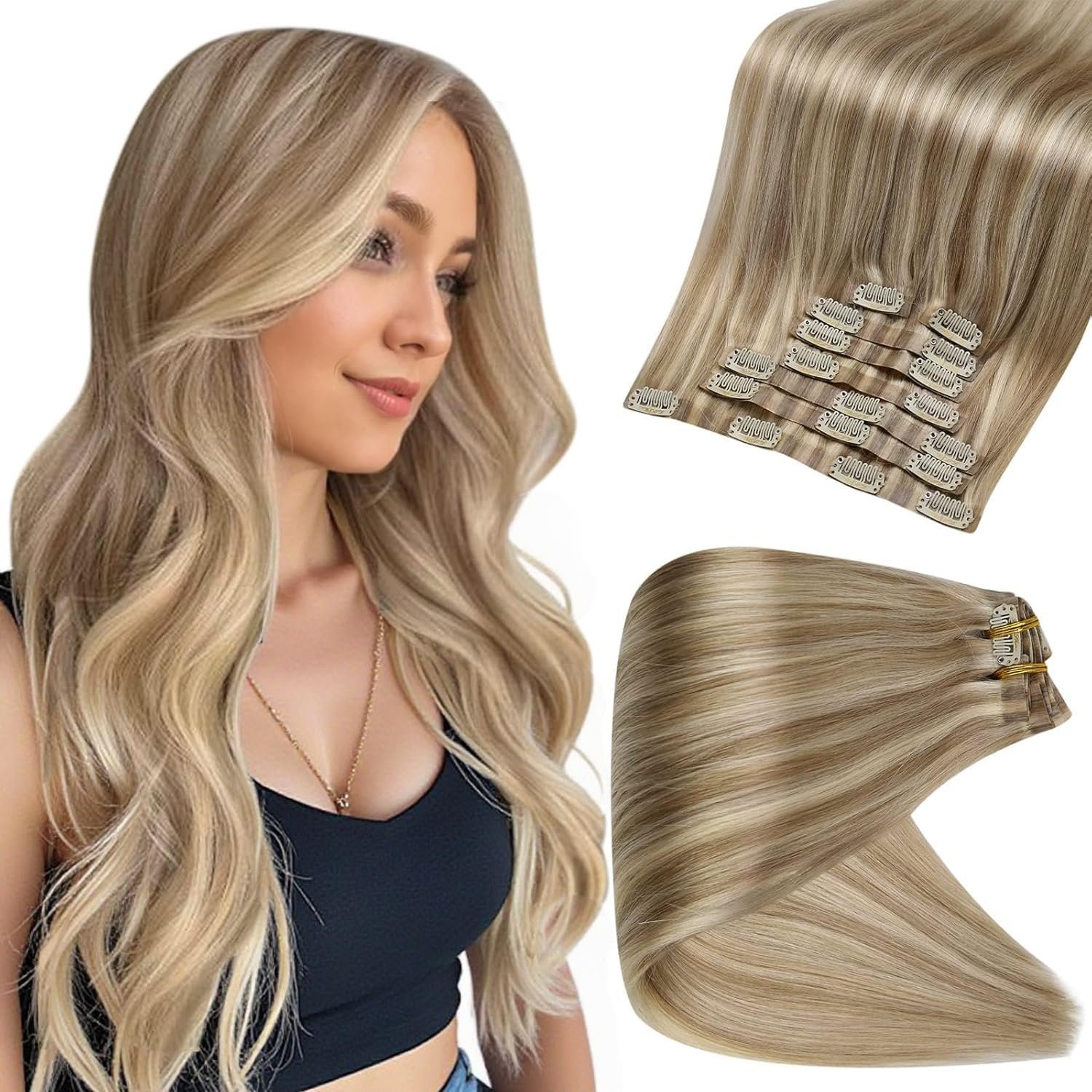 81JvfmYJKfL.jpg Full Shine Seamless Clip-In Extensions - Image 1