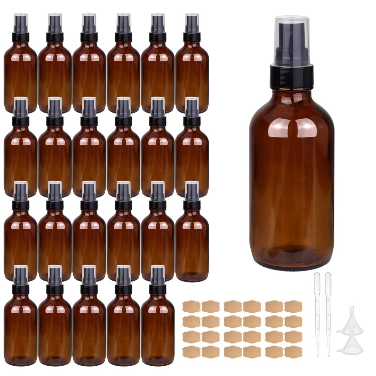 24 Amber Glass Spray Bottles Set - Image 1